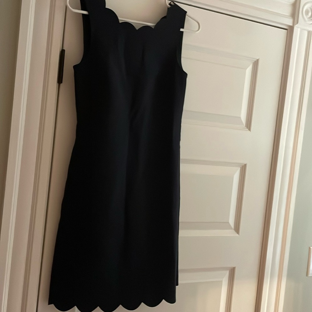 Navy J.Crew scalloped hem dress
